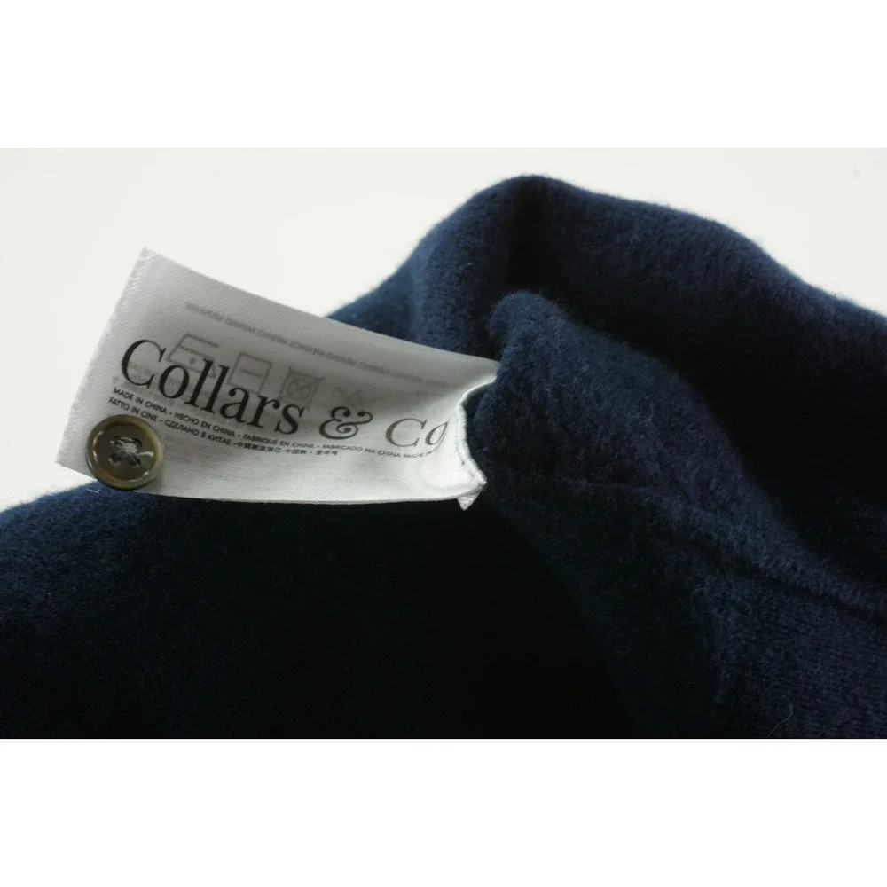 Collars & Co Australian Merino Wool Polo Sweater Women's XL Navy Blue Knit‎